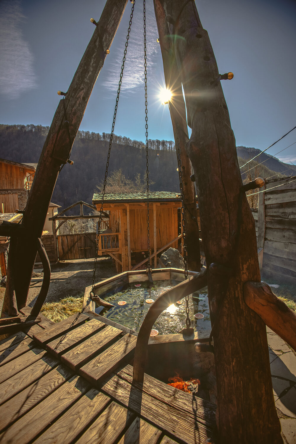 Cauldron over open fire